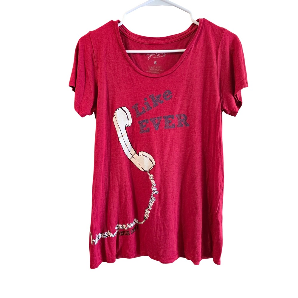 Taylor Swift Red Era Like Ever Telephone Graphic T-Shirt Red Rayon Womens Small